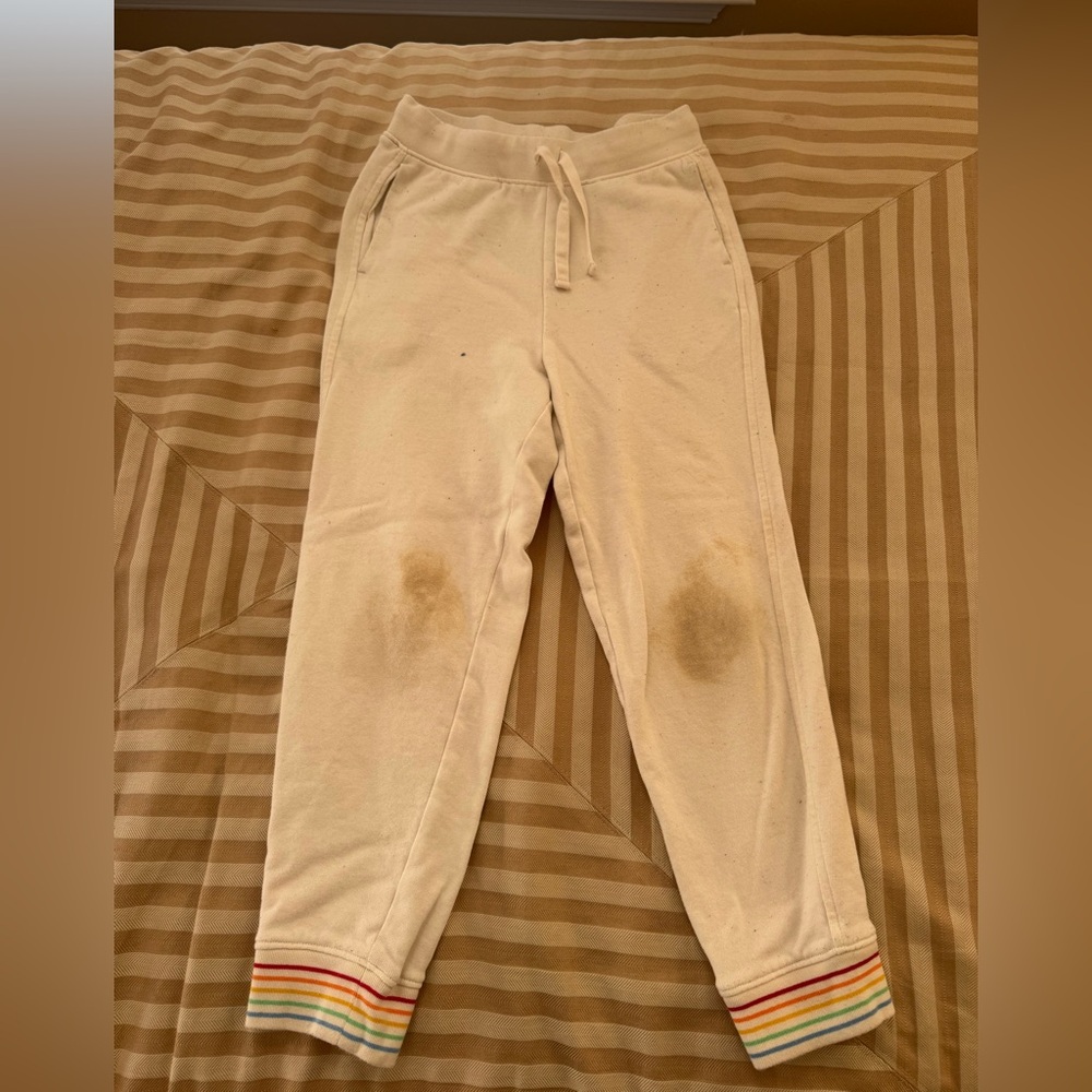 Primary Cream Sweatpant Jogger with Rainbow Cuffs